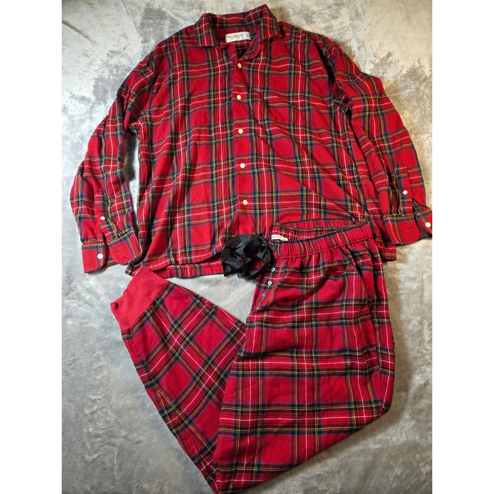 Abercrombie & Fitch Pajama Set Women XL Red Plaid Soft A&F Sleep Flannel Jogger